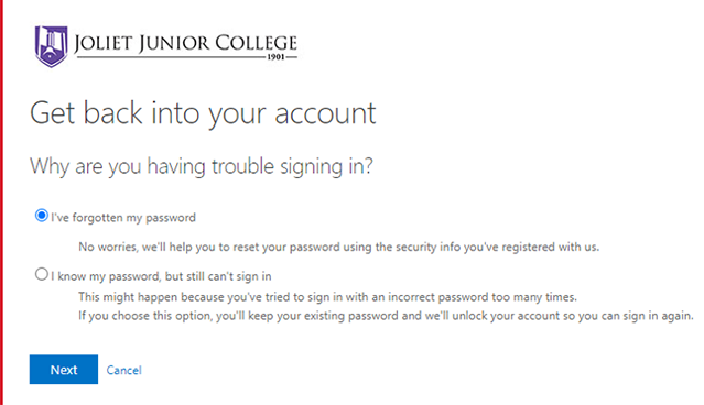 select 'I've forgotten my password'