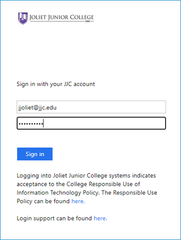 Enter your JJC supplied first-time password