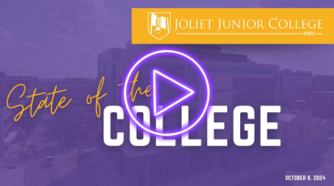 2024 State of the College presentation cover slide with video play button overlay