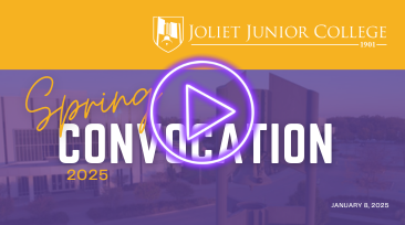 Spring 2025 convocation cover slide with video play button overlay