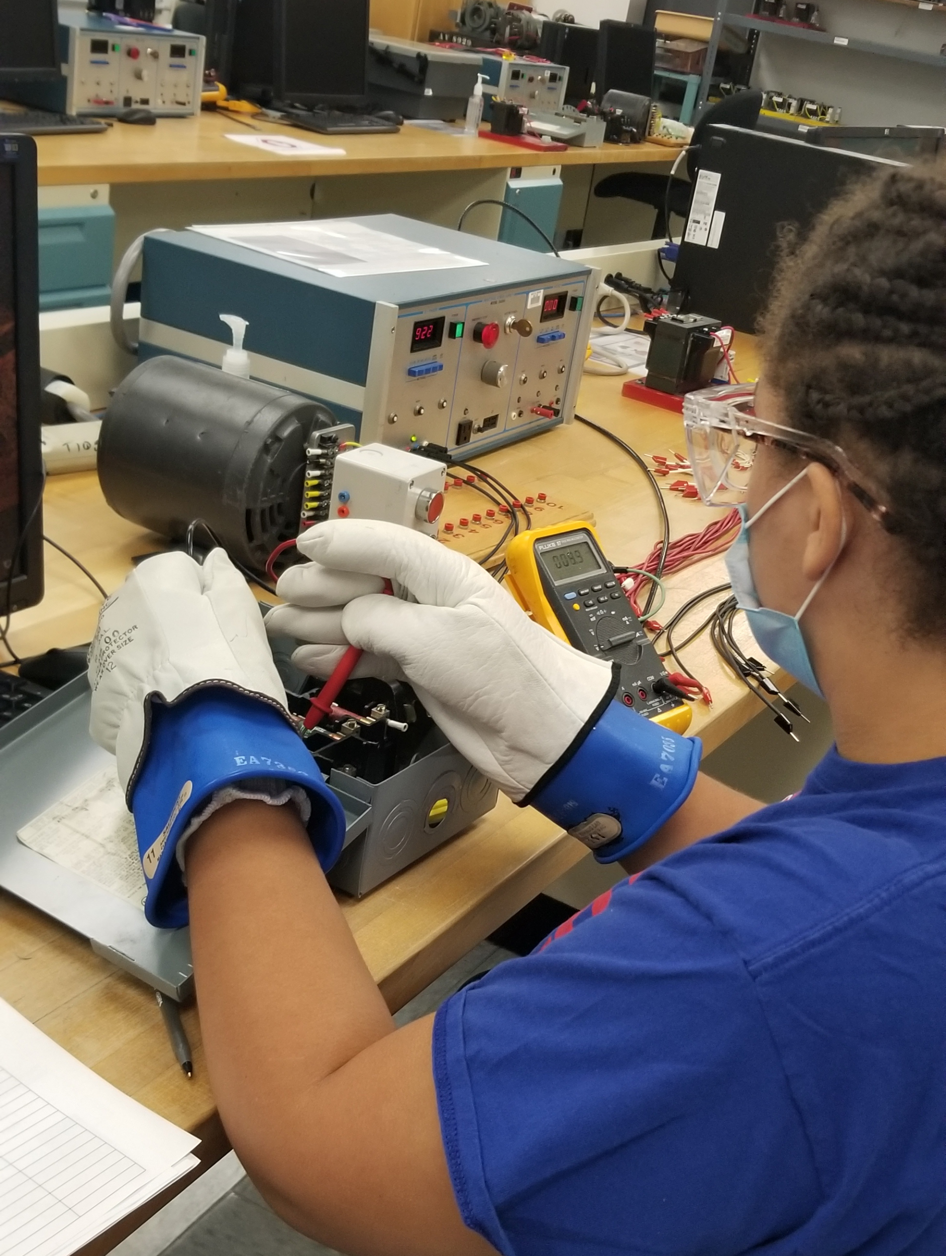 Alicia Stovall during electrical class.