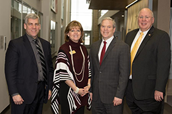 Photo of Joliet Mayor Bob O'Dekirk, Joliet Junior College President Dr. Judy Mitchell, Lewis University President Dr. David Livingston, University of St. Francis President Dr. Arvid Johnson