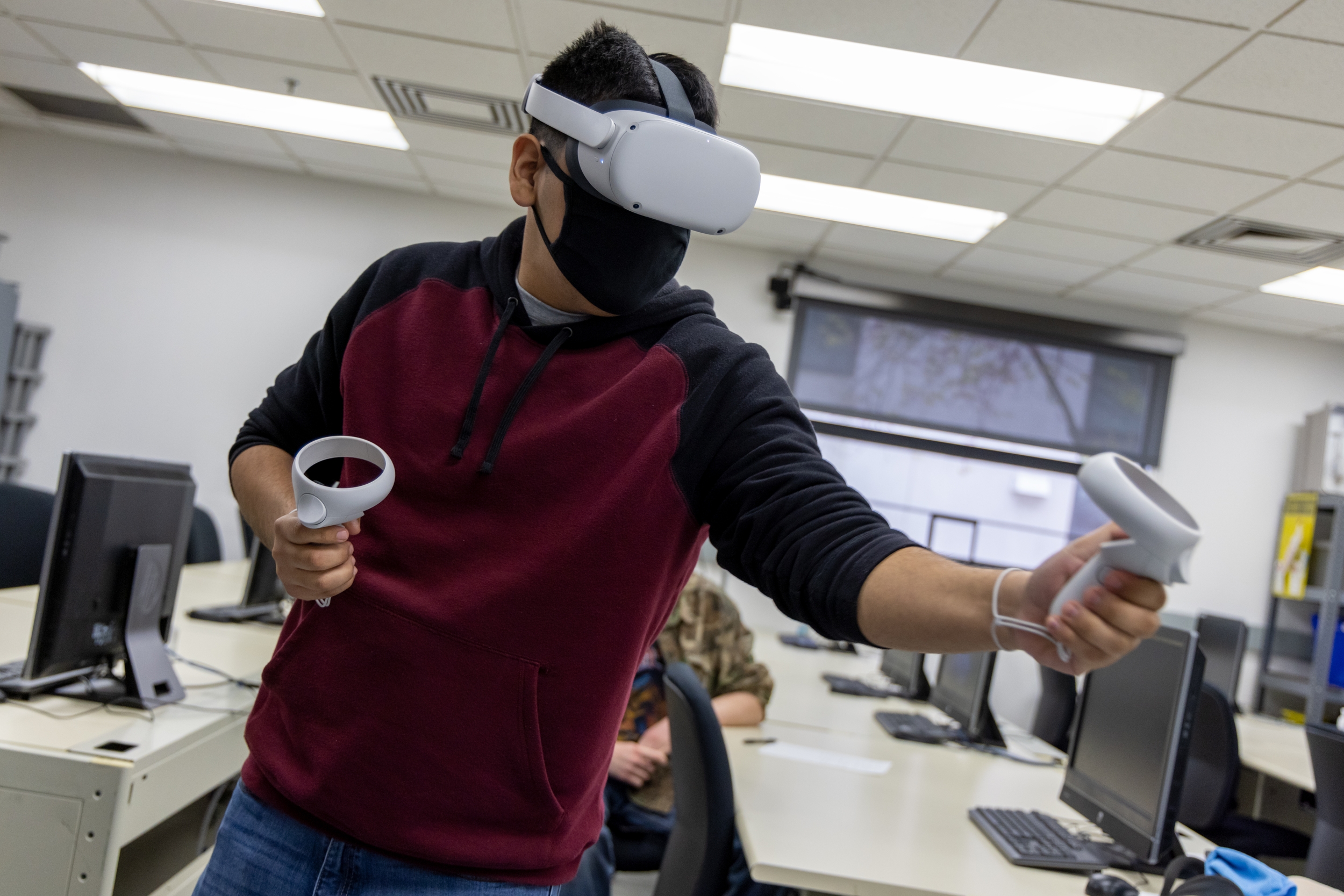 students using vr headset