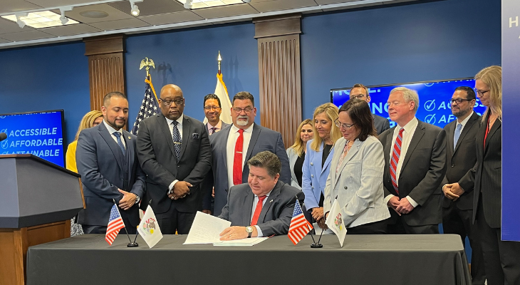 governor pritzker and state leaders at press conference