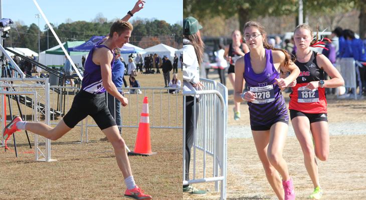 collage of two runners in race