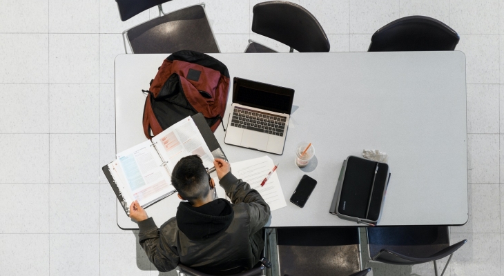 Student at table